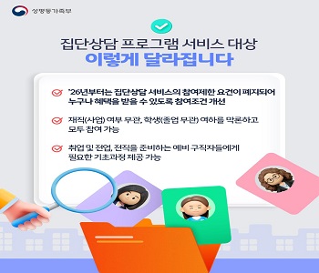 집단상담 프로그램 서비스 대상 이렇게 달라집니다
